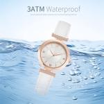 Elegant Women's Quartz Watch with White Leather Strap