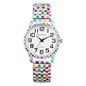 Floral Printed Stretch Band Ladies' Watch