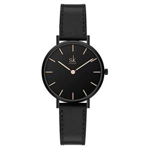 Simple Black Leather Strap Ladies Watch
