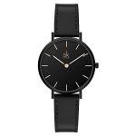 Simple Black Leather Strap Ladies Watch
