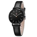 Simple Black Leather Strap Ladies Watch