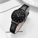 Simple Black Leather Strap Ladies Watch