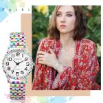 Floral Printed Stretch Band Ladies' Watch