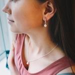 Silver Plated Pearl Drop Earrings with Crystals