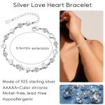 Shiny Silver Heart Bracelet with Adjustable Design