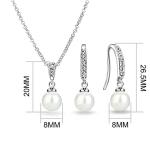 Silver Plated Pearl Drop Earrings with Crystals