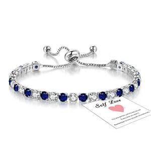 Blue Sterling Silver Tennis Bracelet for Women