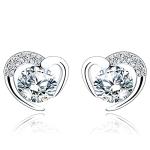 Heart-Shaped Silver Stud Earrings for Women