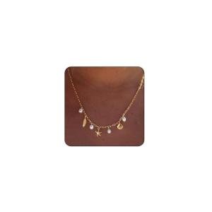 Charming Gold Shell and Moon Star Necklace