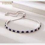 Blue Sterling Silver Tennis Bracelet for Women