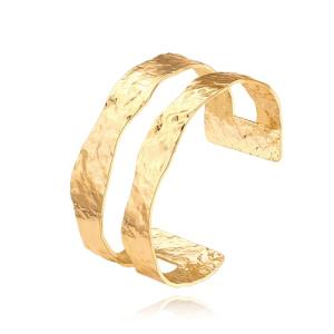 Boho Hammered Gold Cuff Bracelet for Women