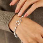 S925 Sterling Silver Best Friend Bracelet with Hearts