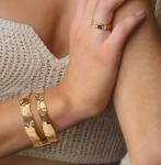 Boho Hammered Gold Cuff Bracelet for Women