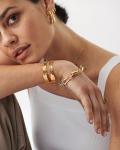 Boho Hammered Gold Cuff Bracelet for Women