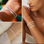 Adjustable 3-Pc Silver Bracelet Set for Women