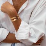 Boho Hammered Gold Cuff Bracelet for Women
