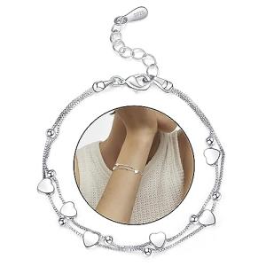Silver Heart Charm Bracelet for Women