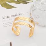 Boho Hammered Gold Cuff Bracelet for Women