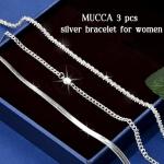 Adjustable 3-Pc Silver Bracelet Set for Women