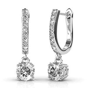 LILOVE Silver Hoop Earrings with Crystal Sparkle