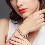 Rose Gold Knot Bracelet with Crystals for Women