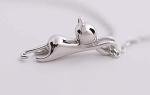 Cute Cat Lover 3D Pendant Necklace in Silver