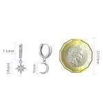 Moon & Star Sterling Silver Huggie Hoop Earrings