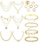 CASSIECA 17-Piece Gold Jewelry Set for Women