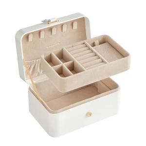 Compact Travel Jewellery Box in Cloud White