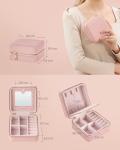 Compact Travel Jewellery Box with Mirror in Jelly Pink