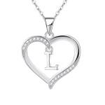 Lily Silver Heart Initial Necklace for Women