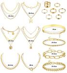 CASSIECA 17-Piece Gold Jewelry Set for Women