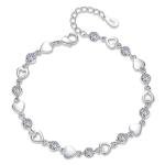 Shiny Sterling Silver Heart Bracelet for Women