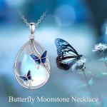 Sterling Silver Butterfly Necklace with Moonstone