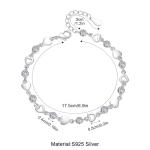 Shiny Sterling Silver Heart Bracelet for Women
