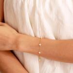 Gold Link Bracelet with Clover Charm for Women