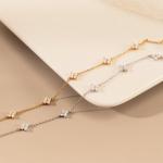 Gold Link Bracelet with Clover Charm for Women