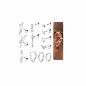 12-Piece Helix Piercing Jewelry Set in Steel