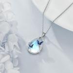 Sterling Silver Butterfly Necklace with Moonstone