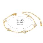 Gold Link Bracelet with Clover Charm for Women