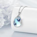 Sterling Silver Butterfly Necklace with Moonstone