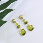 Green Peridot Teardrop Earrings for August Birthdays