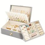 3-Layer Faux Leather Jewelry Box Organizer