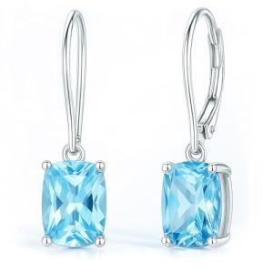 Sky Blue Topaz Silver Drop Earrings for Women