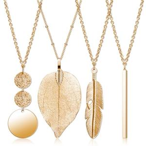 Boho Pendant Necklace Set for Women - 4 PCS