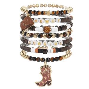 7-Piece Cowgirl Beaded Bracelet Set for Women