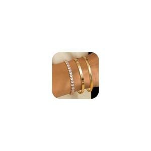 Gold Plated Adjustable Bangle Bracelet Set for Women