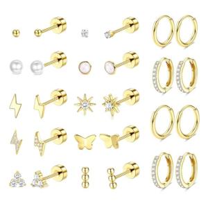 Gold Hoop and Stud Earring Set for Women