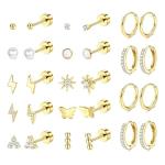 Gold Hoop and Stud Earring Set for Women