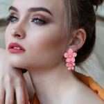 Boho Chic 3D Floral Dangle Earrings - Pink
